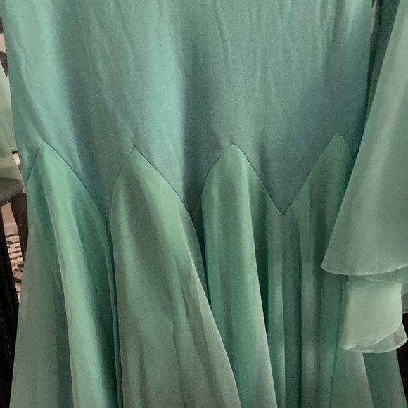 Vintage 1960’s custom teal chiffon evening gown - Picture 3 of 8